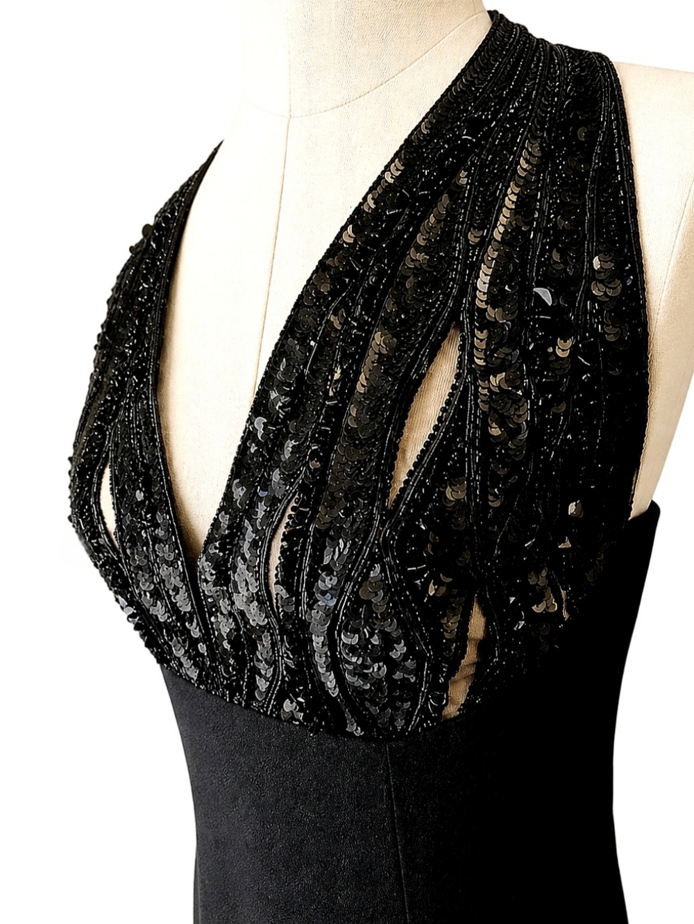 ❤️ Kathryn Dianos Black Sequined Evening Gown Formal Size 10